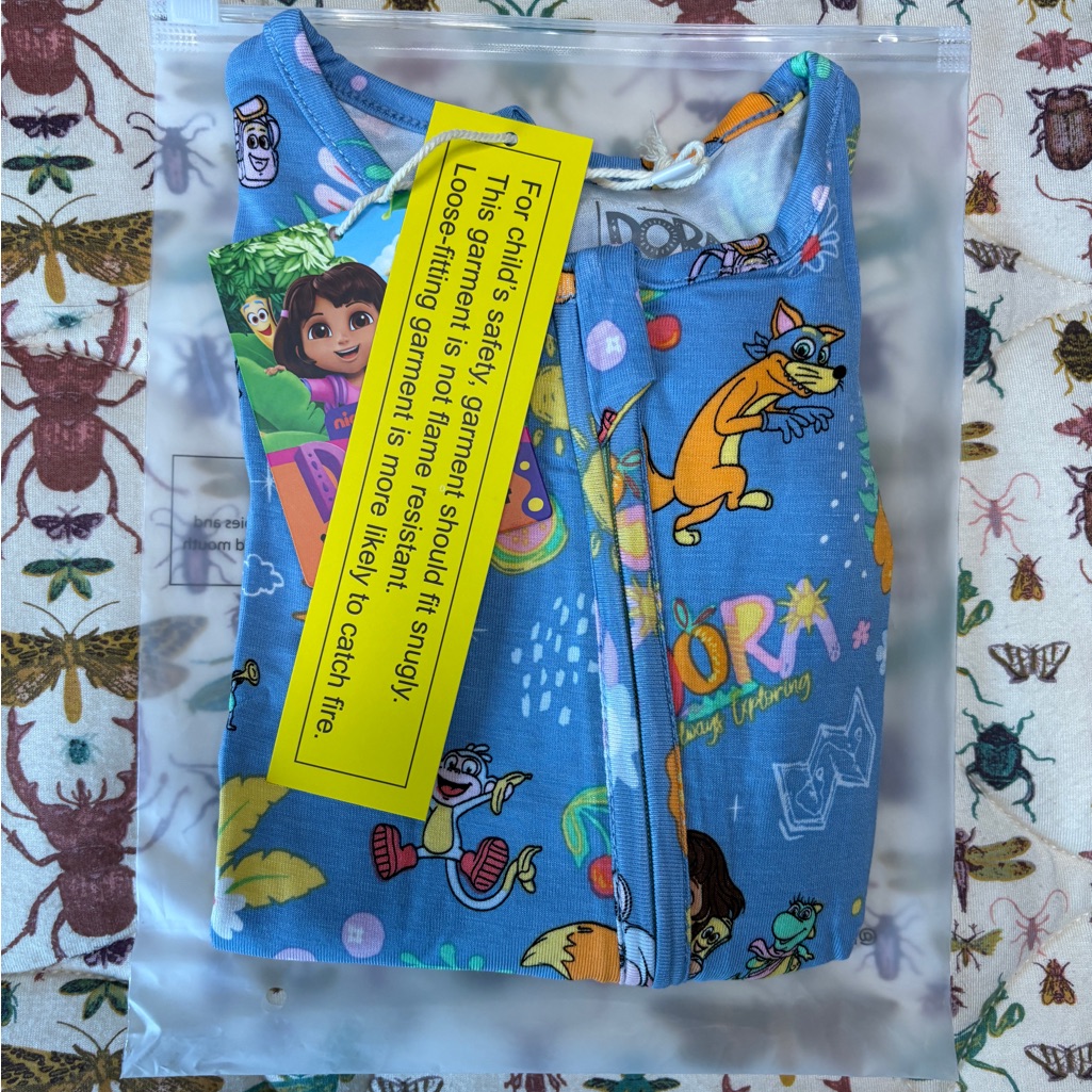 Blue Dora Bamboo Cartoon Convertible Footie